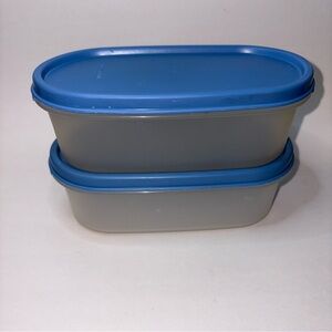 Vintage Tupperware Modular Mates Rectangular Containers 2 Cups Blue Lids Stacks